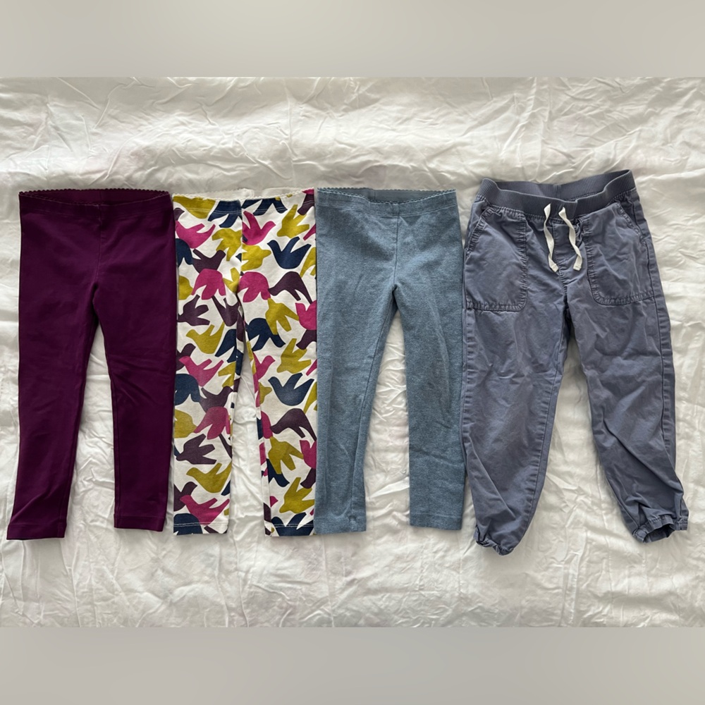 Colorful variety of girls size 4 leggings and pants